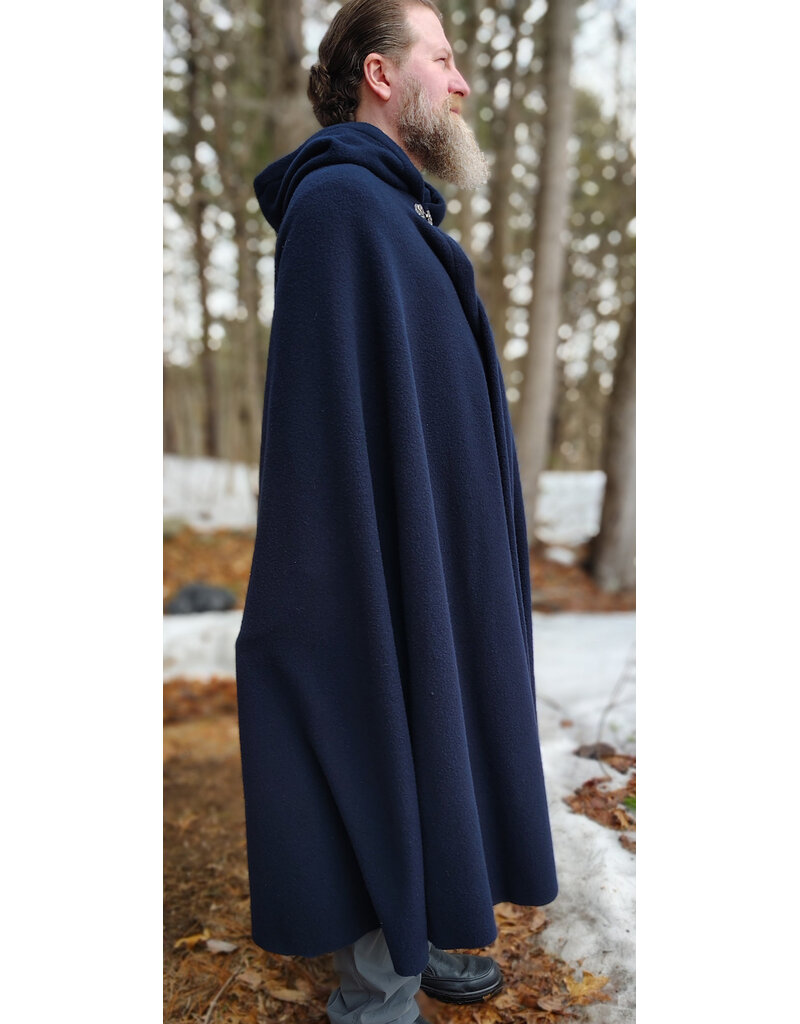 Cloakmakers.com 5970-Washable Dark Navy Blue Fleece Cloak w/ Silver Tone Clasp