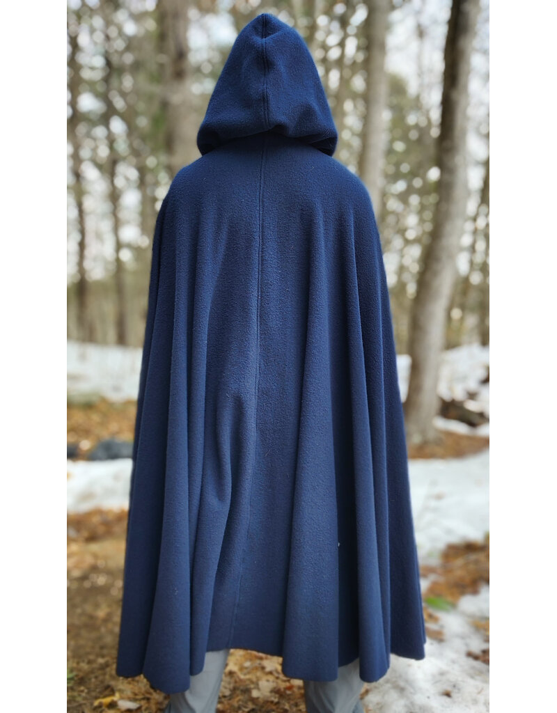 Cloakmakers.com 5970-Washable Dark Navy Blue Fleece Cloak w/ Silver Tone Clasp