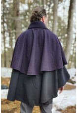 Cloakmakers.com 5971-Dual Layered Purple & Black Wool Blend Collared Cloak w/ Compass Embroidery