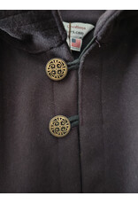 Cloakmakers.com 5971-Dual Layered Purple & Black Wool Blend Collared Cloak w/ Compass Embroidery