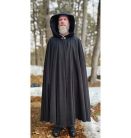 Cloakmakers.com 5972-Washable Almost Black Fleece Cloak w/ Rain & Wind Resistance