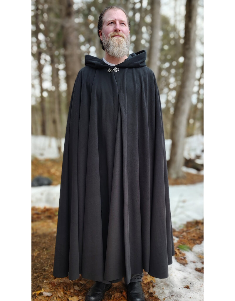 Cloakmakers.com 5972-Washable Almost Black Fleece Cloak w/ Rain & Wind Resistance