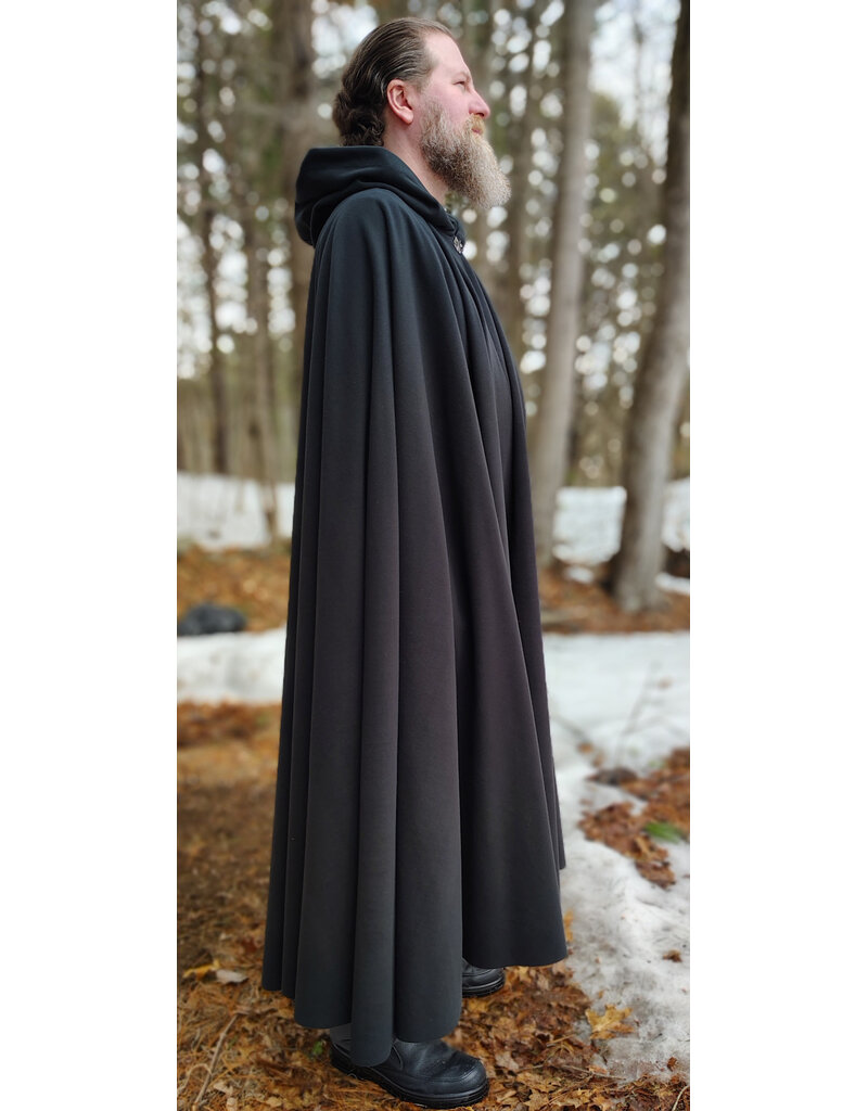 Cloakmakers.com 5972-Washable Almost Black Fleece Cloak w/ Rain & Wind Resistance