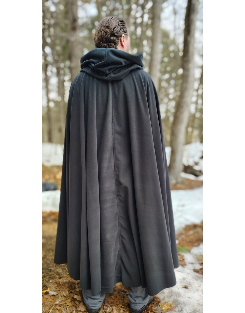 Cloakmakers.com 5972-Washable Almost Black Fleece Cloak w/ Rain & Wind Resistance