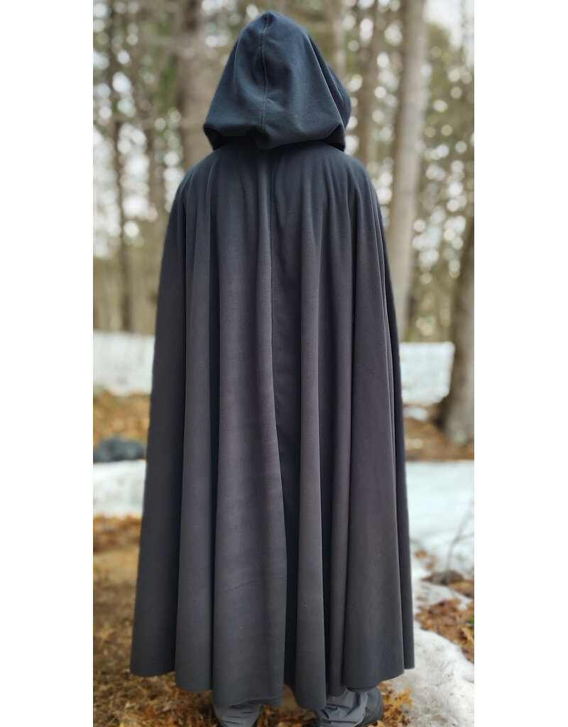 Cloakmakers.com 5972-Washable Almost Black Fleece Cloak w/ Rain & Wind Resistance
