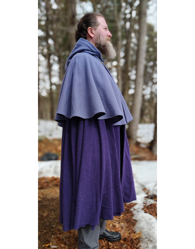 Cloakmakers.com 5973-Washable Purple & Lavender Wool Blend Mantle Cloak w/ Black Velvet Hood Lining & Gothic Rose Clasp