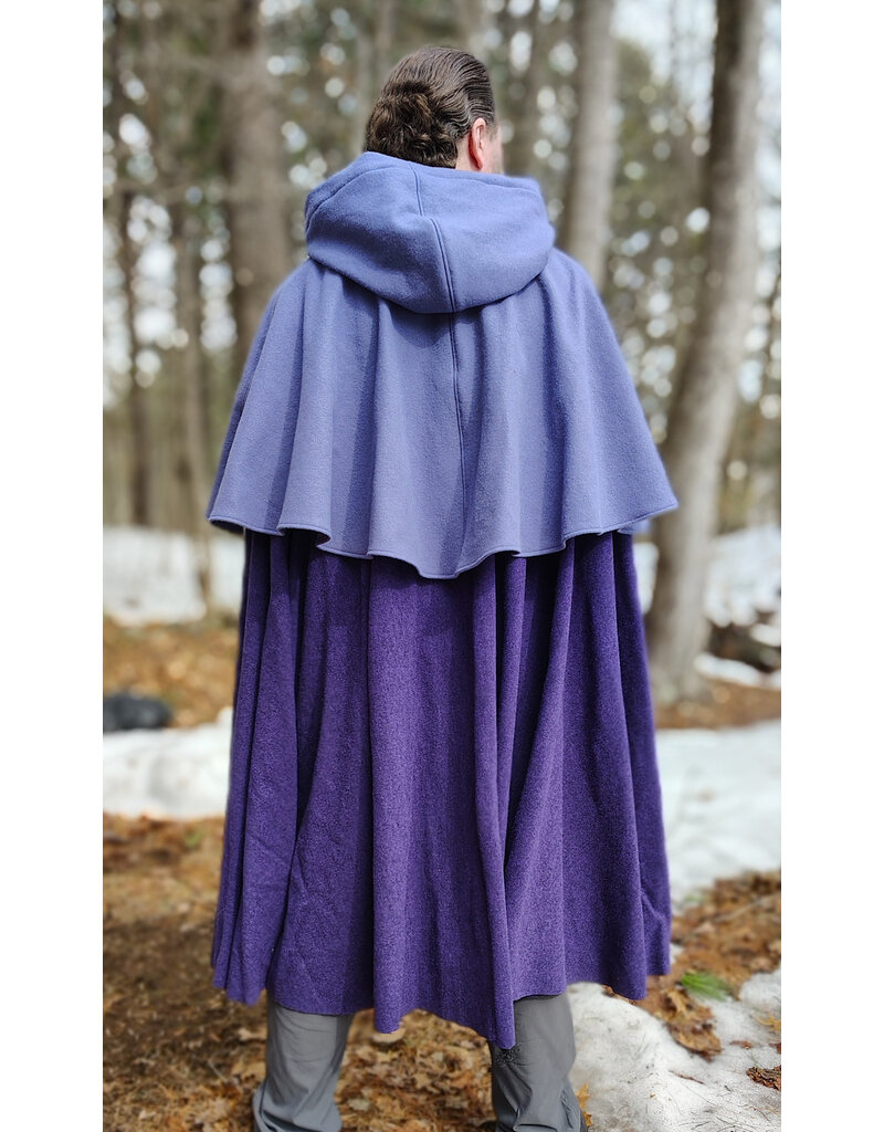 Cloakmakers.com 5973-Washable Purple & Lavender Wool Blend Mantle Cloak w/ Black Velvet Hood Lining & Gothic Rose Clasp