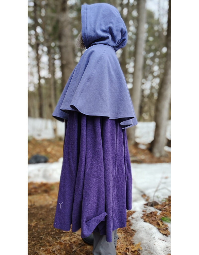 Cloakmakers.com 5973-Washable Purple & Lavender Wool Blend Mantle Cloak w/ Black Velvet Hood Lining & Gothic Rose Clasp