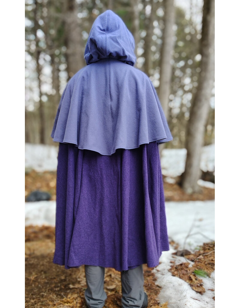 Cloakmakers.com 5973-Washable Purple & Lavender Wool Blend Mantle Cloak w/ Black Velvet Hood Lining & Gothic Rose Clasp