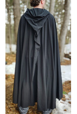 Cloakmakers.com 5974-Washable Lightweight Black Wool Cloak w/ Celtic Triquetra Knot Clasp & Liripipe Hood