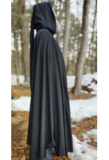 Cloakmakers.com 5974-Washable Lightweight Black Wool Cloak w/ Celtic Triquetra Knot Clasp & Liripipe Hood