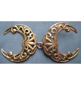 Cloakmakers.com Filigree Crescent Moon Cloak Clasp - Jewelers Bronze