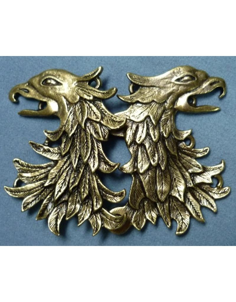 Cloak and Dagger Creations Griffon Head / Double Eagle Cloak Clasp - Antique Bronze Tone Plated