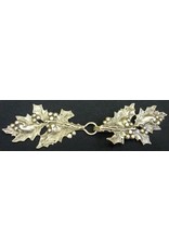 Cloak and Dagger Creations Holly Sprig with Berries Cloak Clasp - Silver Tone Plated
