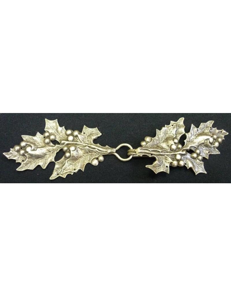Cloakmakers.com Holly Sprig with Berries Cloak Clasp - Silver Tone Plated