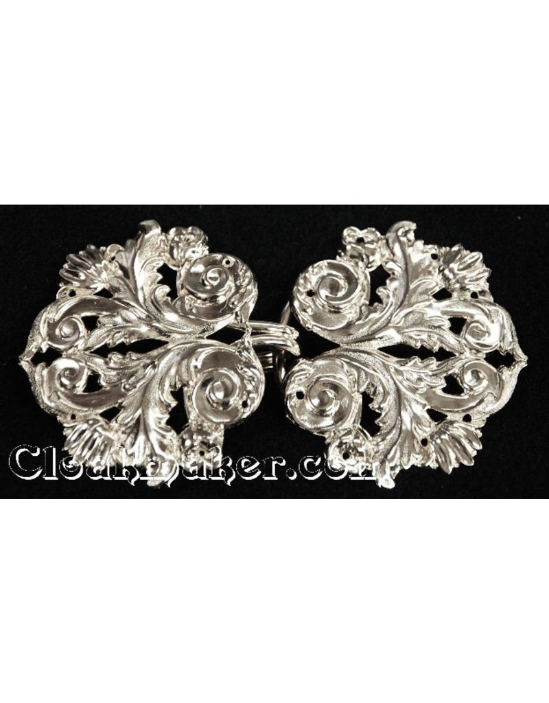 Cloakmakers.com Leaf and Scroll Cloak Clasp - Silver Tone Plated