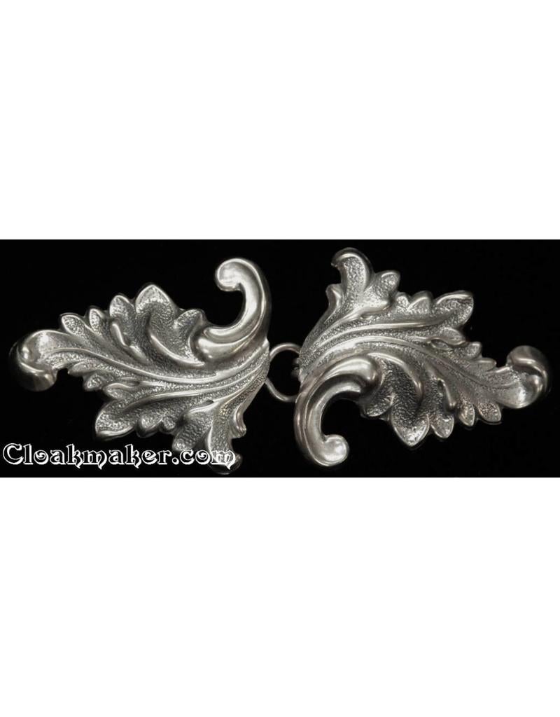 Cloakmakers.com Acanthus Leaf Cloak Clasp - Antique Silver Tone Plated