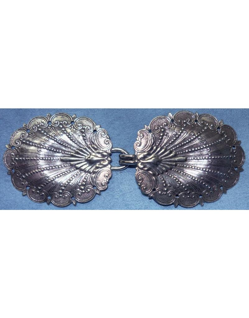 Cloakmakers.com Peacock Shell Cloak Clasp - Silver Tone Plated