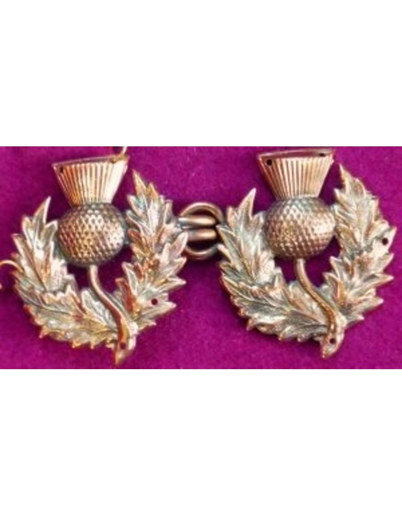Cloakmakers.com Scottish Thistle Cloak Clasp - Jewlers Brass