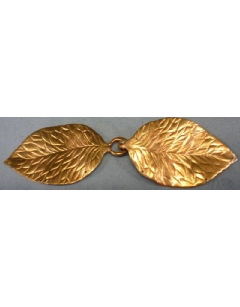 Cloakmakers.com Shadbury Leaf Cloak Clasp - Jewlers Brass