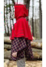 Cloakmakers.com 5975-Washable Black & Red Plaid Mantle Cloak w/ Black Velvet Hood Lining & Black Raven Embroidery