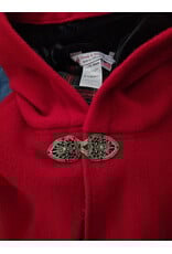 Cloakmakers.com 5975-Washable Black & Red Plaid Mantle Cloak w/ Black Velvet Hood Lining & Black Raven Embroidery