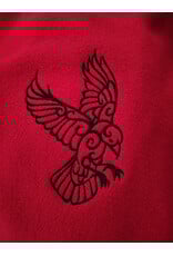 Cloakmakers.com 5975-Washable Black & Red Plaid Mantle Cloak w/ Black Velvet Hood Lining & Black Raven Embroidery