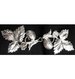 Cloakmakers.com Strawberry Leaves Cloak Clasp - Silver Tone Plated
