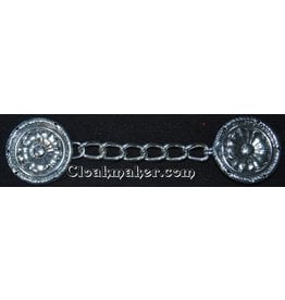 Cloakmakers.com Tudor Rope Edge and Chain Cloak Clasp - Silver Tone Plated