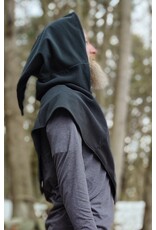 Cloakmakers.com H558-Washable Black Fleece Hooded Cowl w/ Sword & Dragon Embroidery