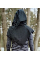 Cloakmakers.com H558-Washable Black Fleece Hooded Cowl w/ Sword & Dragon Embroidery