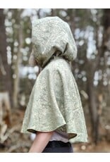 Cloakmakers.com 5976-Light Green Floral Brocade Cloak w/ Antique Bronze Tone Clasp & Pockets