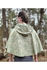 Cloakmakers.com 5976-Light Green Floral Brocade Cloak w/ Antique Bronze Tone Clasp & Pockets