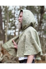 Cloakmakers.com 5976-Light Green Floral Brocade Cloak w/ Antique Bronze Tone Clasp & Pockets