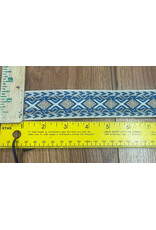 Cloakmakers.com Early Period Crosses and Diamonds Trim, Blue and Tan on Cream