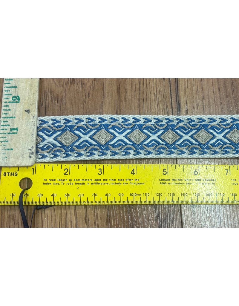 Cloakmakers.com Early Period Crosses and Diamonds Trim, Blue and Tan on Cream