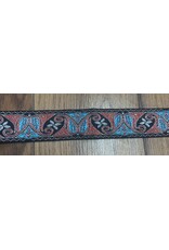 Cloakmakers.com Paisley Tulip Trim, Red, Blue Silver on Black