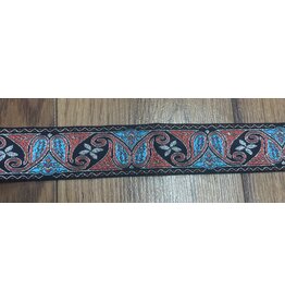 Cloakmakers.com Tulip Paisley Trim, Red and Blue on Black
