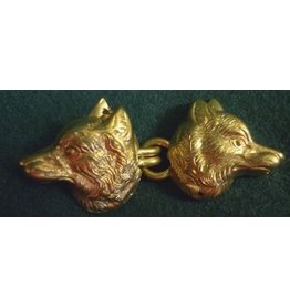 Cloakmakers.com Wolf Heads with Hook & Eye Cloak Clasp - Jewlers Bronze