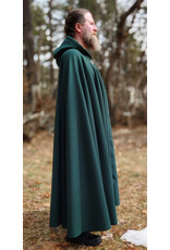 Cloakmakers.com 5977-Forest Green Wool Blend Cloak w/ Brown Velveteen Hood Lining & Multileaf Clasp