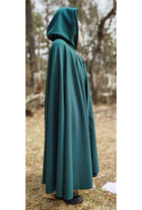 Cloakmakers.com 5977-Forest Green Wool Blend Cloak w/ Brown Velveteen Hood Lining & Multileaf Clasp