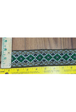 Cloakmakers.com Diamond and Floral Trim, Green and Gold on Black and White