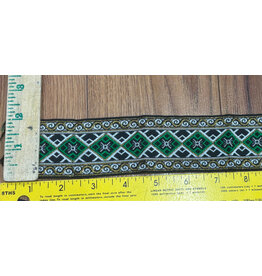 Cloakmakers.com Diamond and Floral Trim, Green and Gold on Black and White