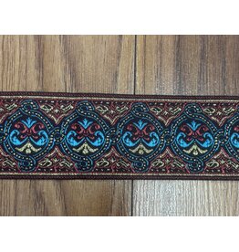 Cloakmakers.com Interlocking Circles Trim, Blue and Red on Black