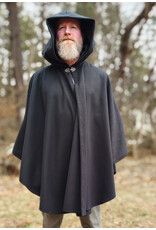Cloakmakers.com 5978-Washable Almost Black Fleece Cloak w/ Large Green & Purple Dragonfly Embroidery & Silver Tone Clasp