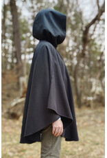 Cloakmakers.com 5978-Washable Almost Black Fleece Cloak w/ Large Green & Purple Dragonfly Embroidery & Silver Tone Clasp