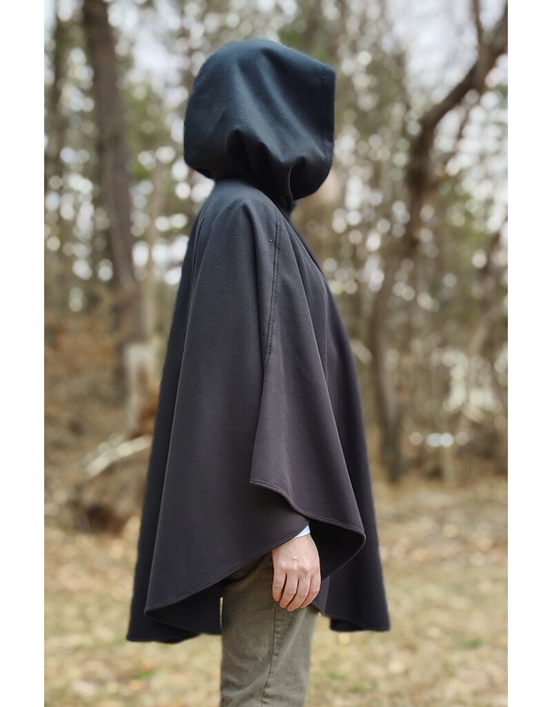 Cloakmakers.com 5978-Washable Almost Black Fleece Cloak w/ Large Green & Purple Dragonfly Embroidery & Silver Tone Clasp