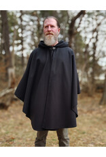 Cloakmakers.com 5978-Washable Almost Black Fleece Cloak w/ Large Green & Purple Dragonfly Embroidery & Silver Tone Clasp