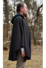 Cloakmakers.com 5978-Washable Almost Black Fleece Cloak w/ Large Green & Purple Dragonfly Embroidery & Silver Tone Clasp