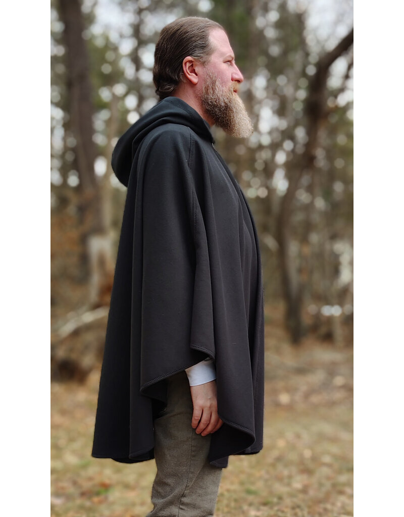 Cloakmakers.com 5978-Washable Black Fleece Cloak w/ Large Green & Purple Dragonfly Embroidery & Silver Tone Clasp